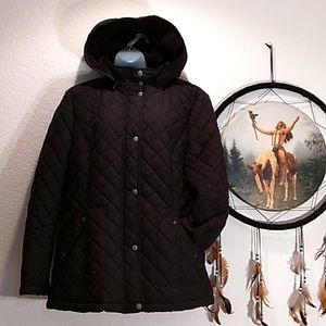 SALE! G.H. BASS QUILTED HOODED FLEECE LINED LONG COAT